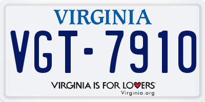 VA license plate VGT7910