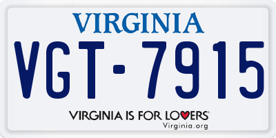 VA license plate VGT7915