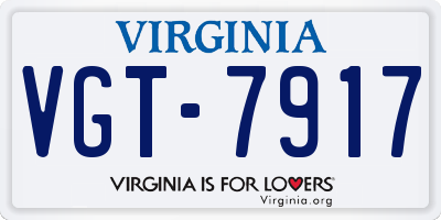 VA license plate VGT7917