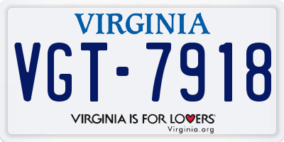 VA license plate VGT7918