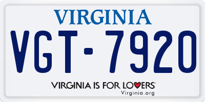 VA license plate VGT7920