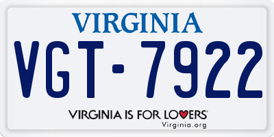 VA license plate VGT7922
