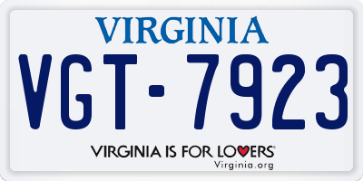 VA license plate VGT7923
