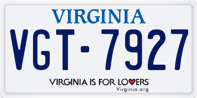 VA license plate VGT7927