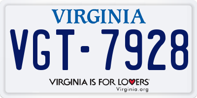VA license plate VGT7928