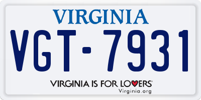 VA license plate VGT7931