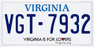 VA license plate VGT7932
