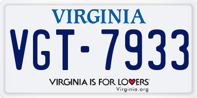 VA license plate VGT7933