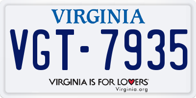 VA license plate VGT7935
