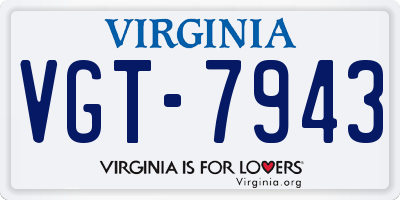 VA license plate VGT7943