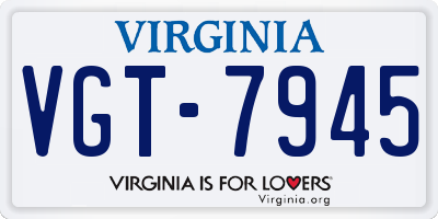 VA license plate VGT7945