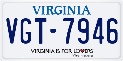 VA license plate VGT7946