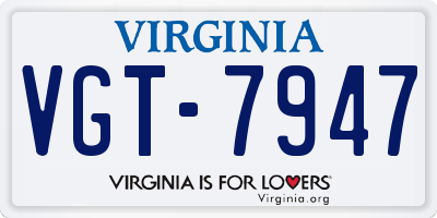 VA license plate VGT7947