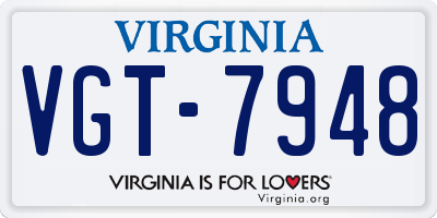 VA license plate VGT7948