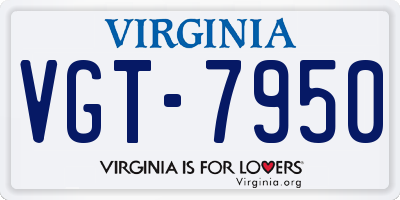 VA license plate VGT7950