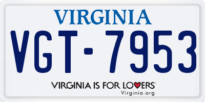 VA license plate VGT7953