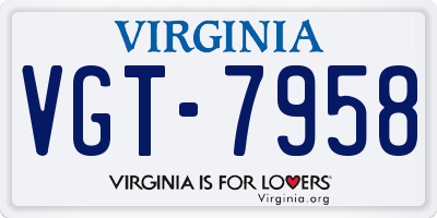 VA license plate VGT7958