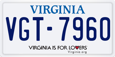 VA license plate VGT7960