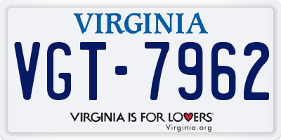 VA license plate VGT7962