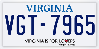 VA license plate VGT7965