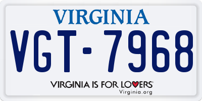 VA license plate VGT7968