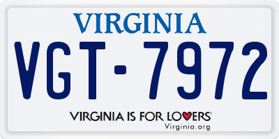 VA license plate VGT7972