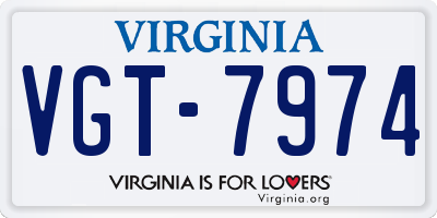 VA license plate VGT7974