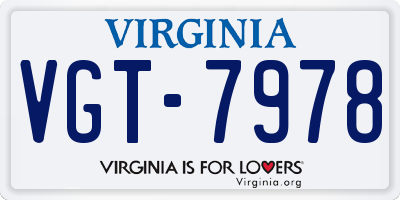 VA license plate VGT7978