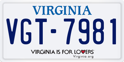 VA license plate VGT7981