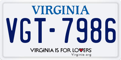 VA license plate VGT7986