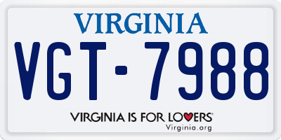 VA license plate VGT7988