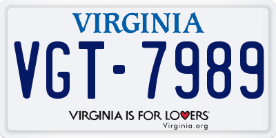 VA license plate VGT7989
