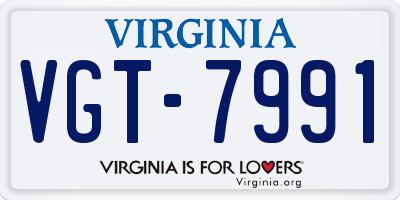 VA license plate VGT7991