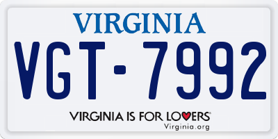 VA license plate VGT7992