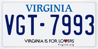 VA license plate VGT7993