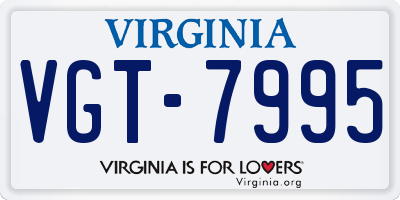 VA license plate VGT7995