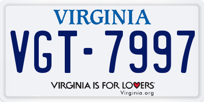 VA license plate VGT7997