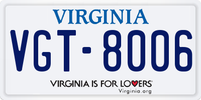 VA license plate VGT8006