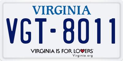 VA license plate VGT8011