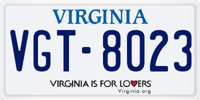 VA license plate VGT8023