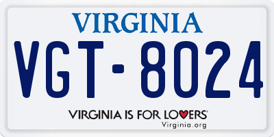 VA license plate VGT8024