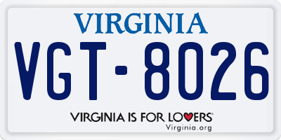 VA license plate VGT8026