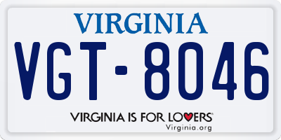 VA license plate VGT8046