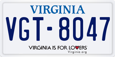 VA license plate VGT8047