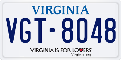 VA license plate VGT8048
