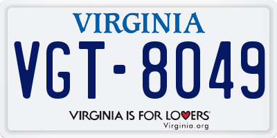 VA license plate VGT8049