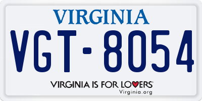 VA license plate VGT8054