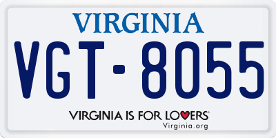VA license plate VGT8055