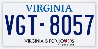 VA license plate VGT8057