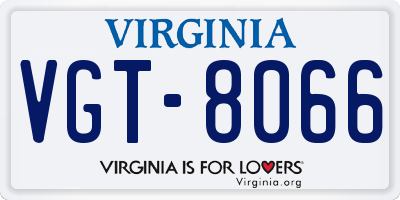 VA license plate VGT8066